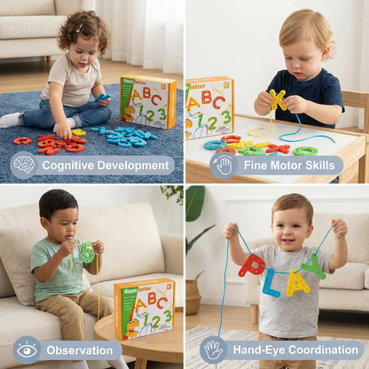 Letters and Numbers Wooden Threading Educational Toy