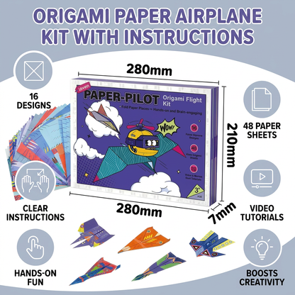 Origami Paper Aeroplane Construction Set With Instructions