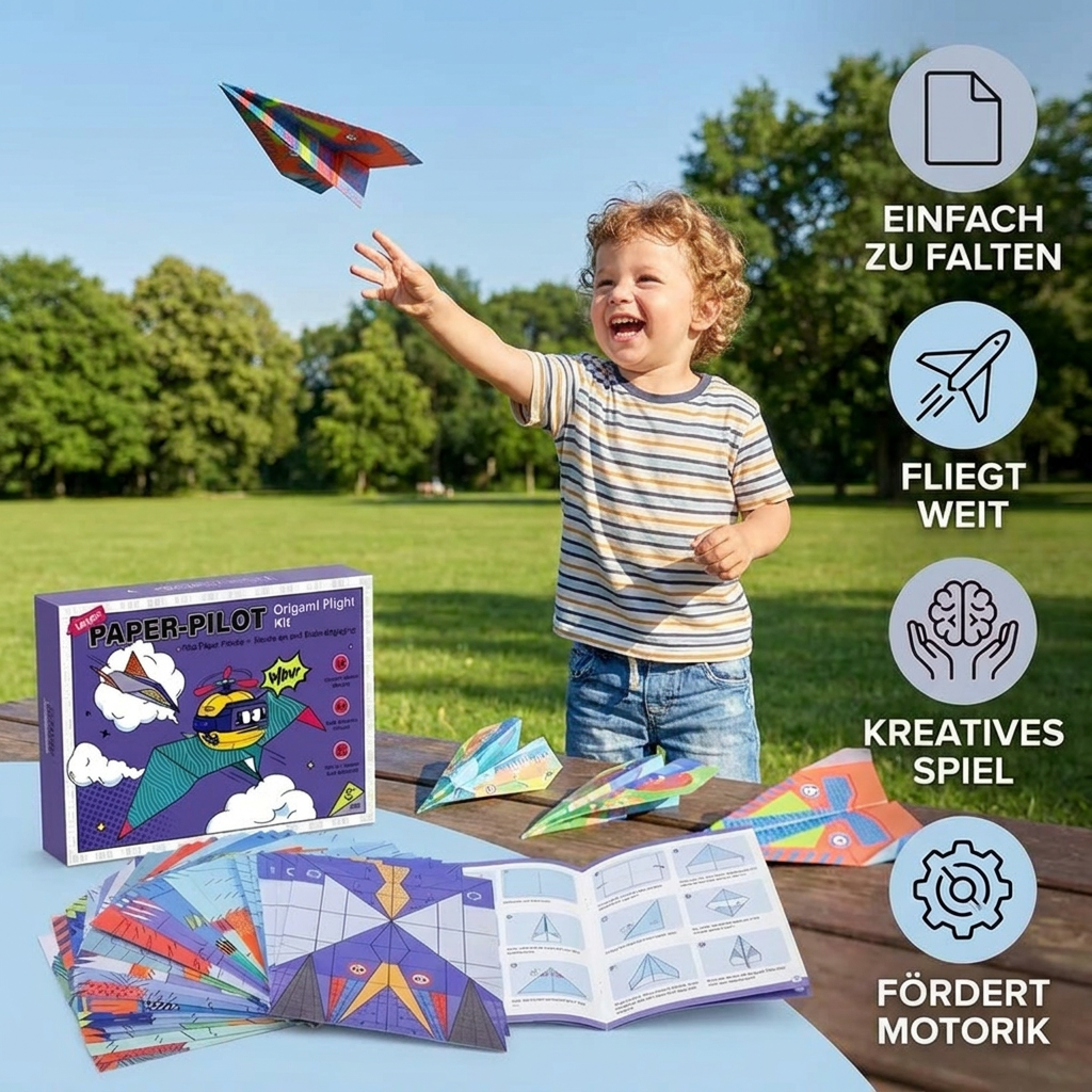 Origami Paper Aeroplane Construction Set With Instructions