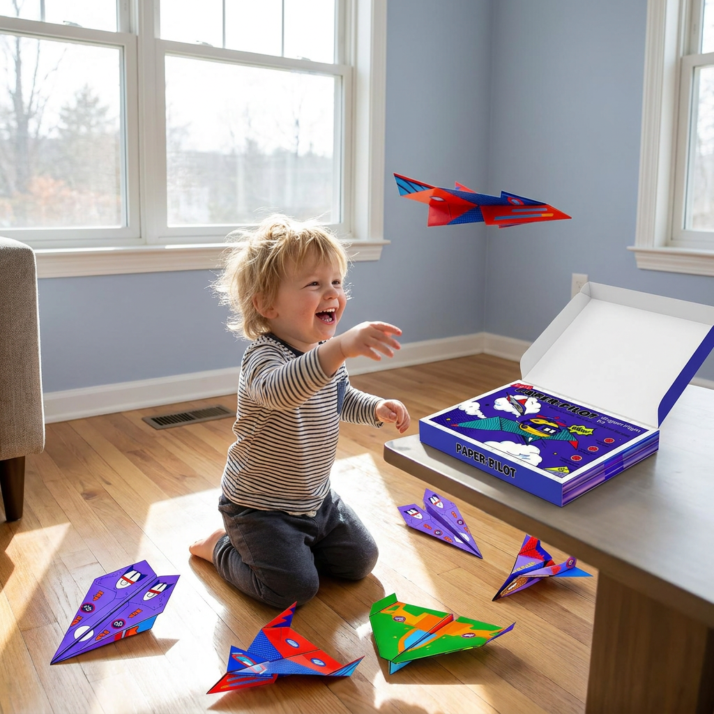 Origami Paper Aeroplane Construction Set With Instructions