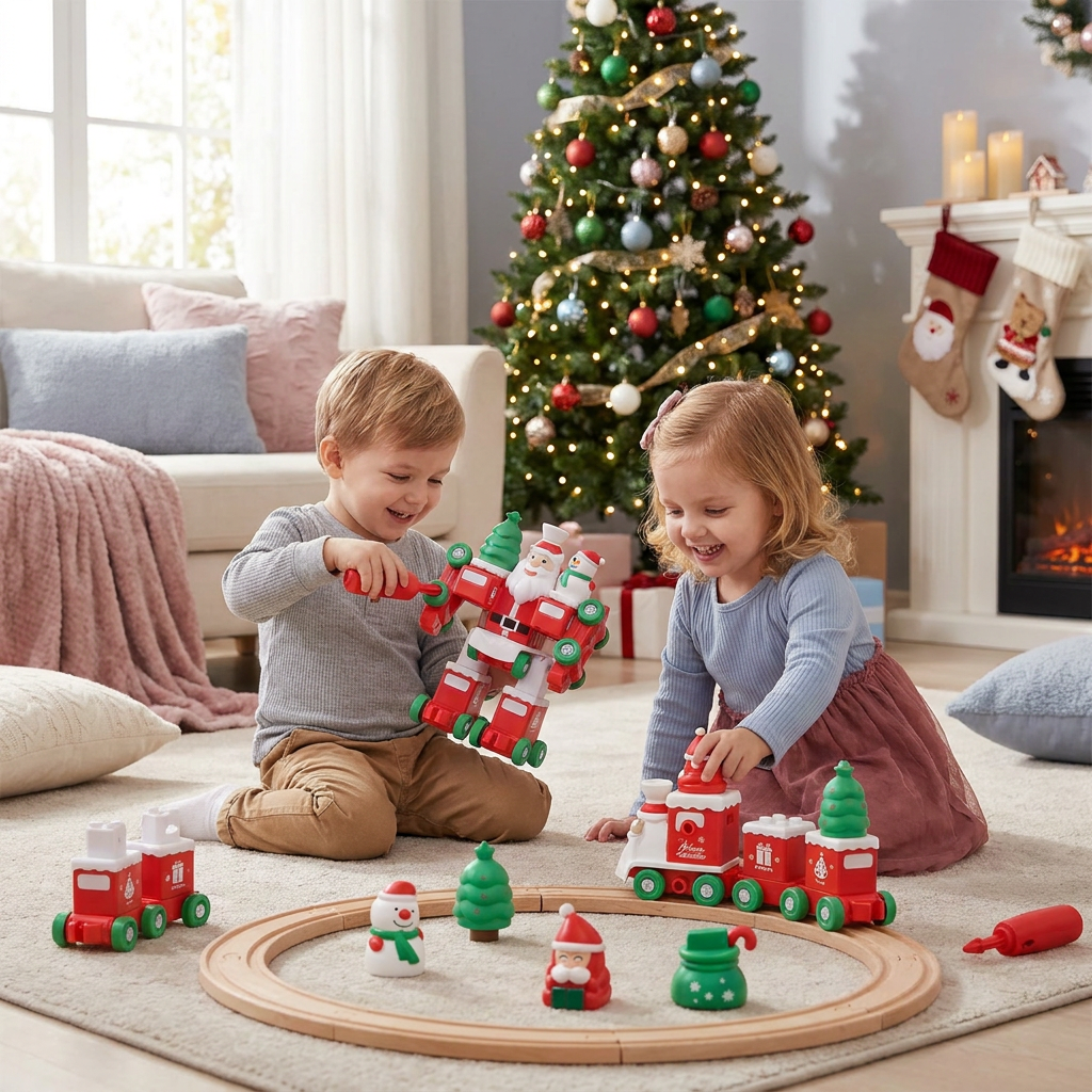 2-in-1 Transforming Christmas Train and Santa Robot