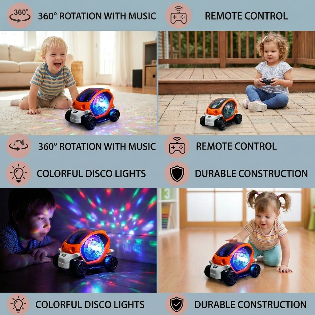 Light Up 360° Music Stunt Car