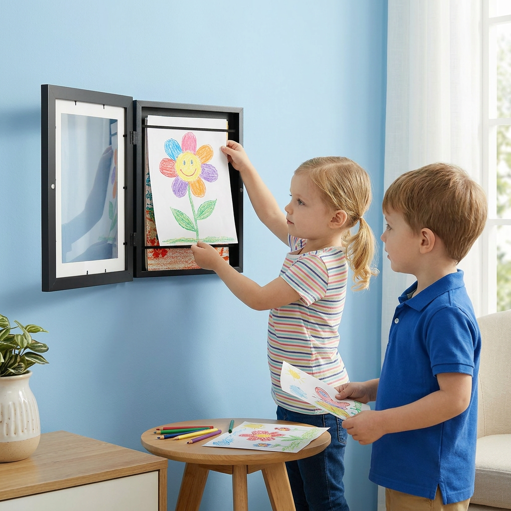 Flip photo frame a4 children's storage picture storage photo frame custom diy wooden Kids Art Frames