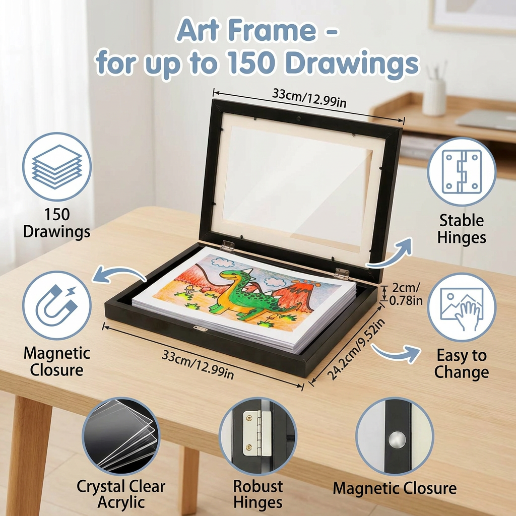 Flip photo frame a4 children's storage picture storage photo frame custom diy wooden Kids Art Frames