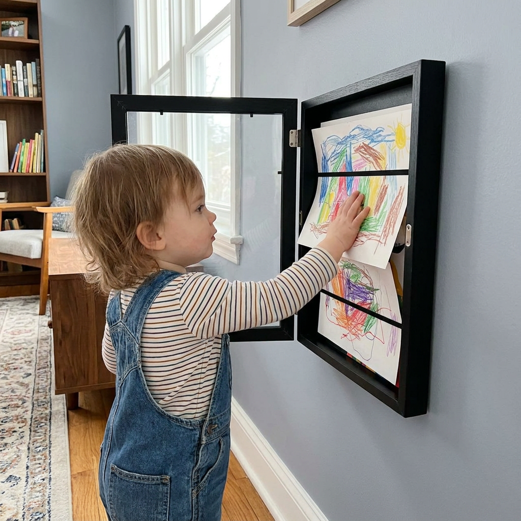 Flip photo frame a4 children's storage picture storage photo frame custom diy wooden Kids Art Frames
