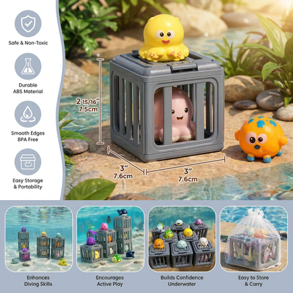 Ocean Dive Toy Set for Kids – Underwater Pool Toys with Storage Cage