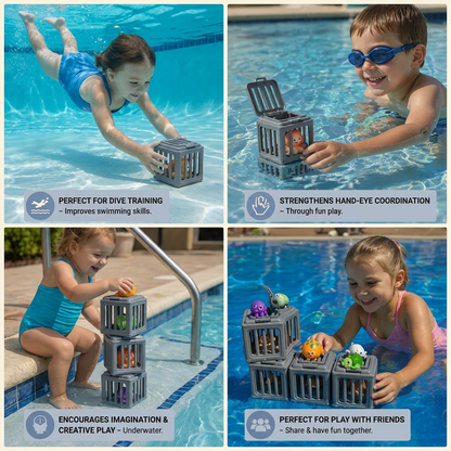 Ocean Dive Toy Set for Kids – Underwater Pool Toys with Storage Cage