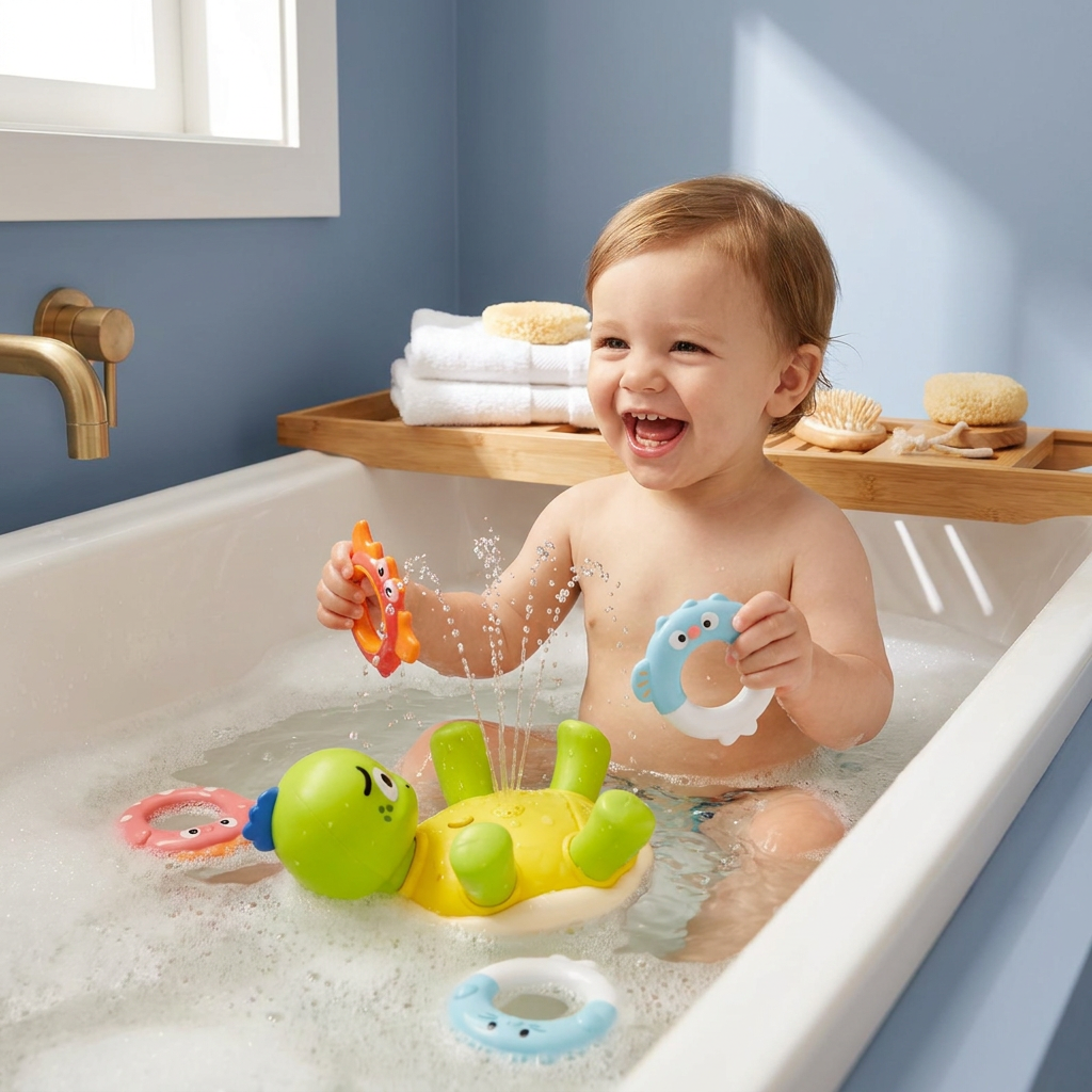 Turtle Bath Toy – Water Sprinkler with Fountain Effect for Babies & Toddlers