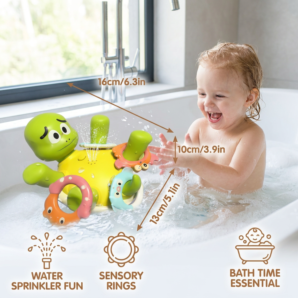 Turtle Bath Toy – Water Sprinkler with Fountain Effect for Babies & Toddlers