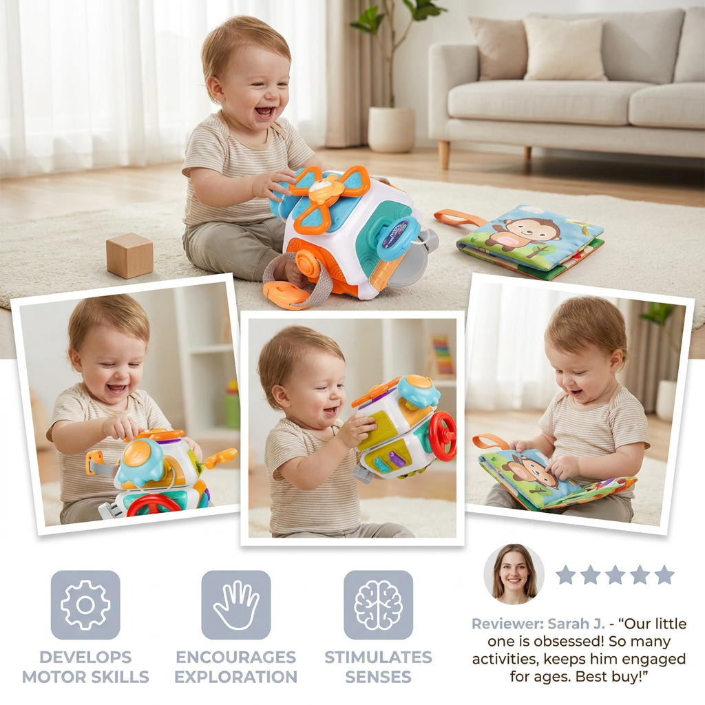 Montessori 22-in-1 Activity Cube for Toddlers – Motor Skills & Exploration Toy