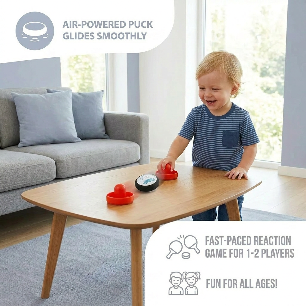 Mini Air Hockey Table Game for Kids – Reaction Game with Pucks
