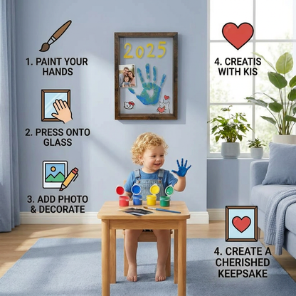 DIY Wooden Handprint Photo Frame Kit – Family Keepsake Set with Paints