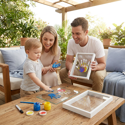 DIY Wooden Handprint Photo Frame Kit – Family Keepsake Set with Paints