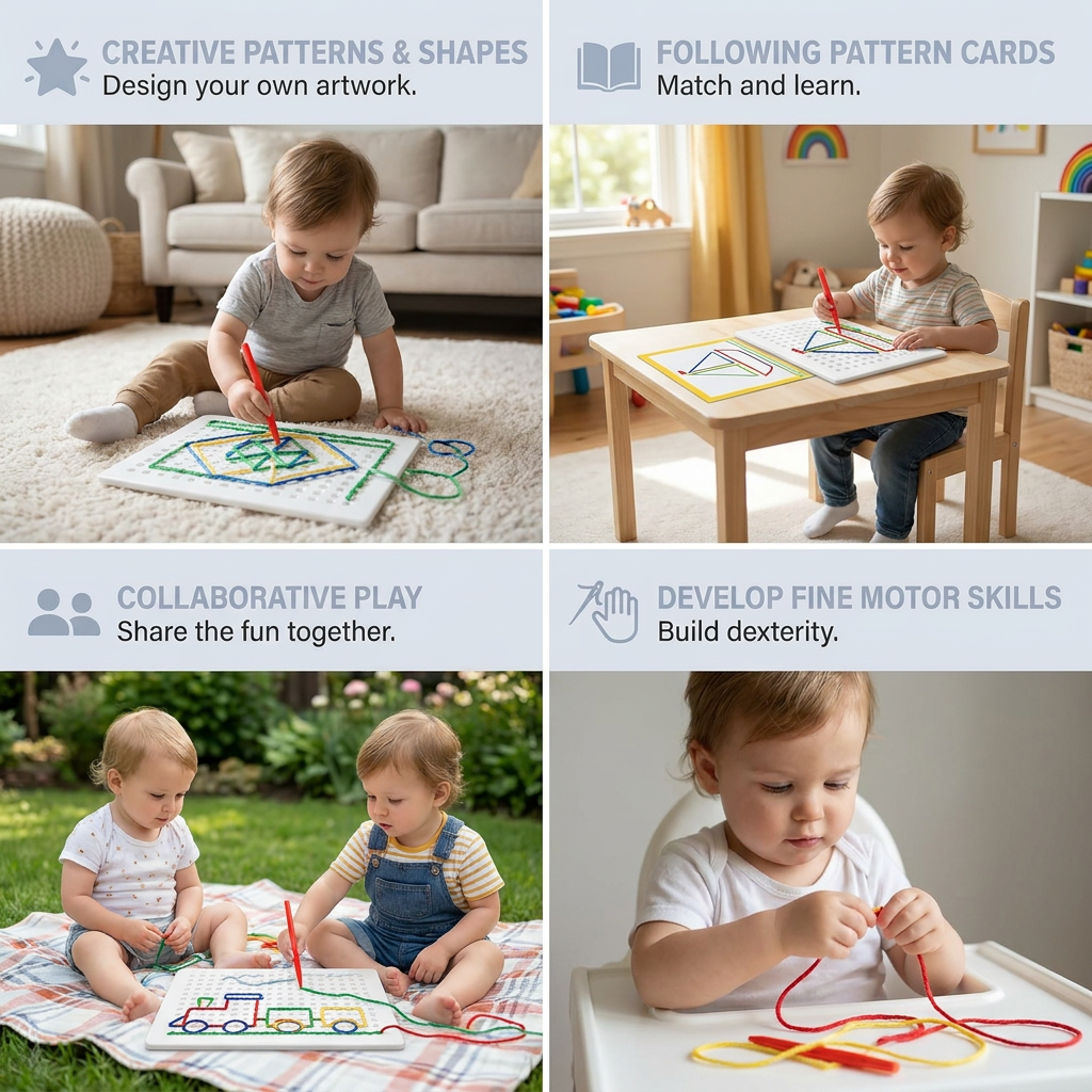 Lacing Board Toy with Lace – Creative Threading Game for Kids' Motor Skill Development