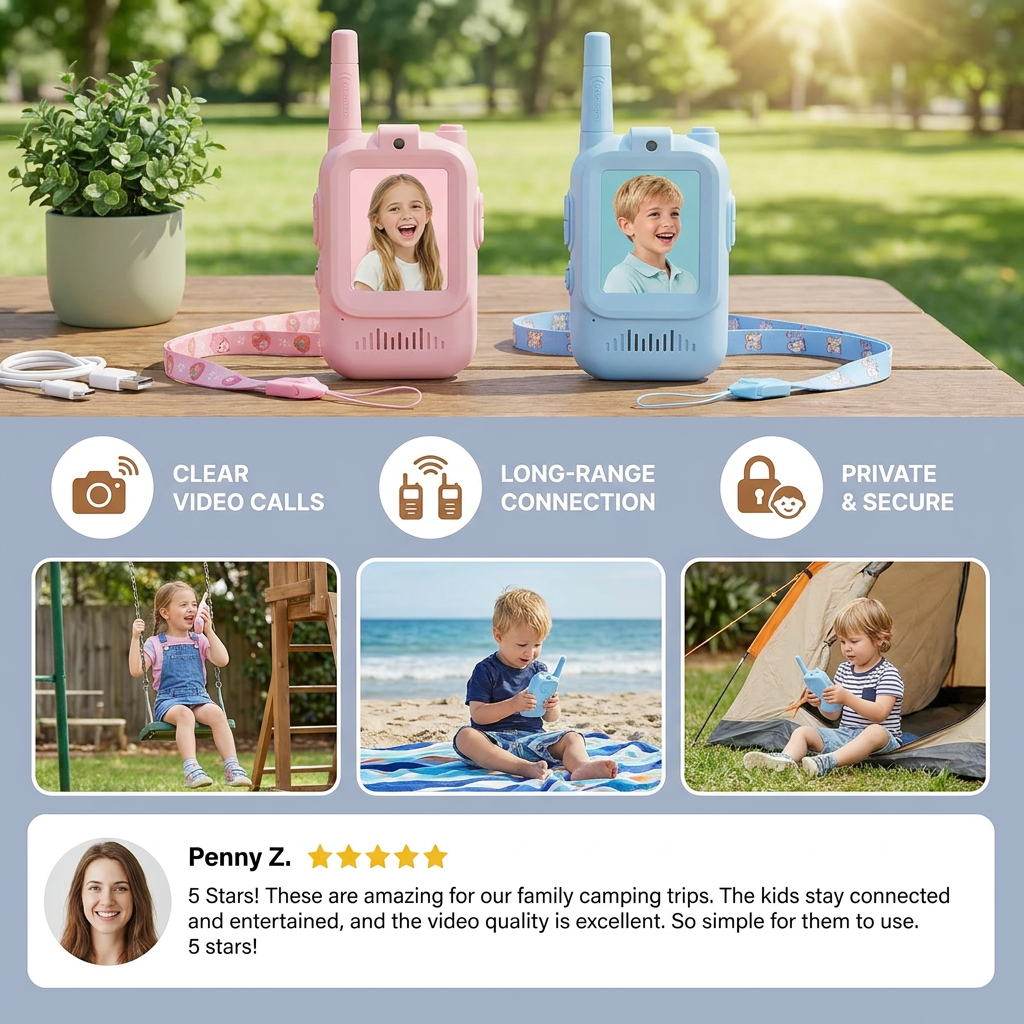 Kids' Video Walkie-Talkie 2-Pack – Radios with Camera & Screen