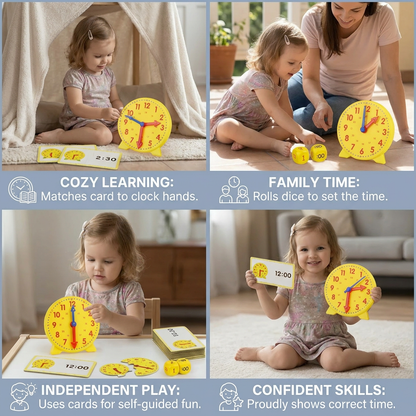 Learning Clock for Kids – Interactive Time Teaching Game with Cards & Dice