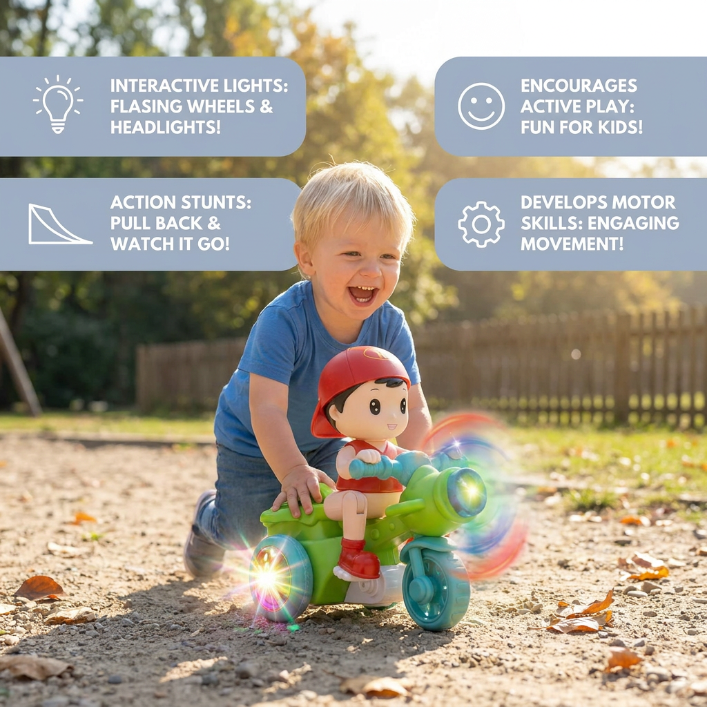 Kids Stunt Motorcycle Toy – Interactive Light & Action Toy