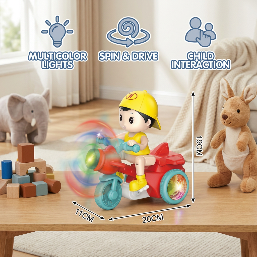 Kids Stunt Motorcycle Toy – Interactive Light & Action Toy