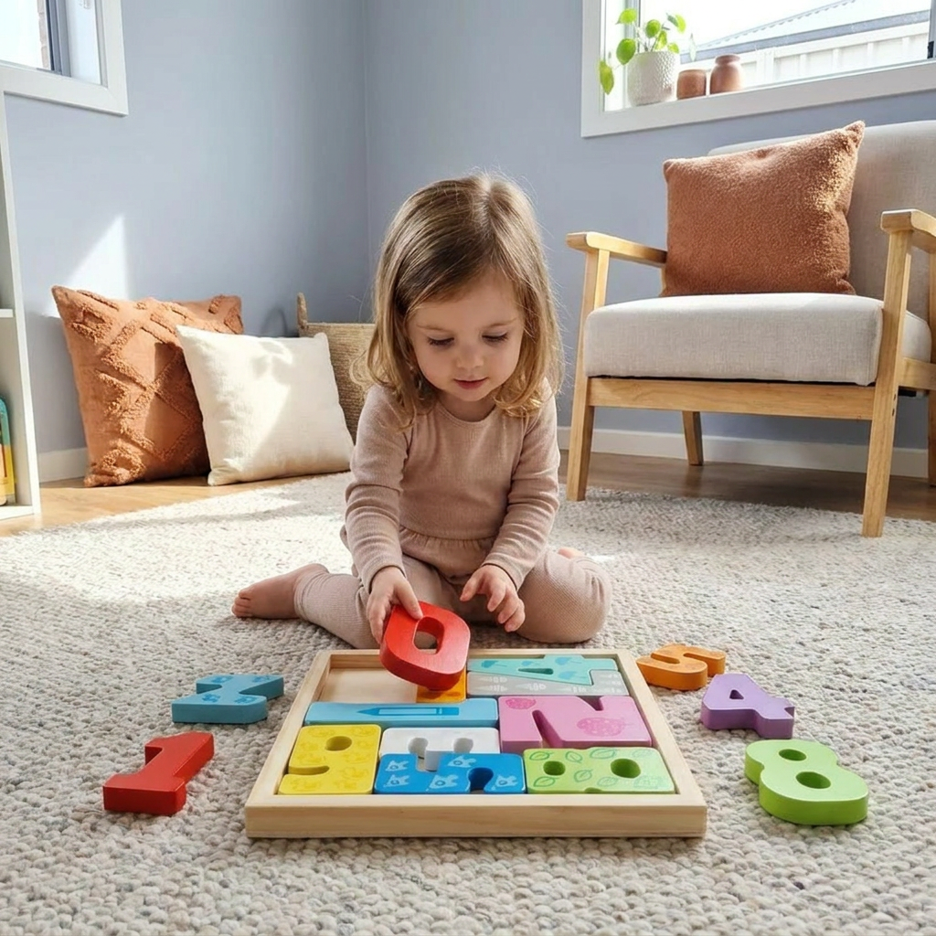 Wooden Learning Puzzle for Kids – Shape & Color Matching, Fine Motor Skills Toy