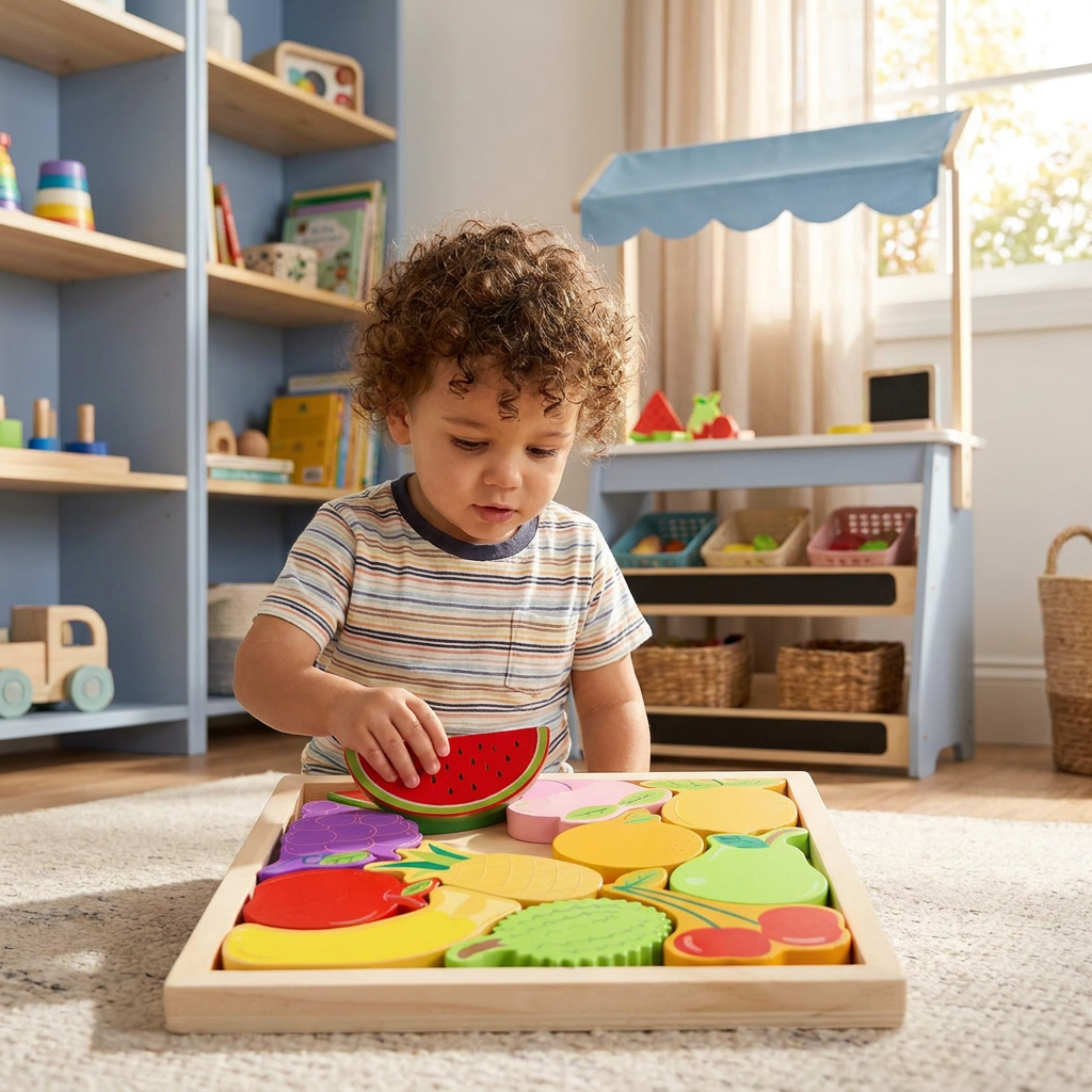 Wooden Learning Puzzle for Kids – Shape & Color Matching, Fine Motor Skills Toy