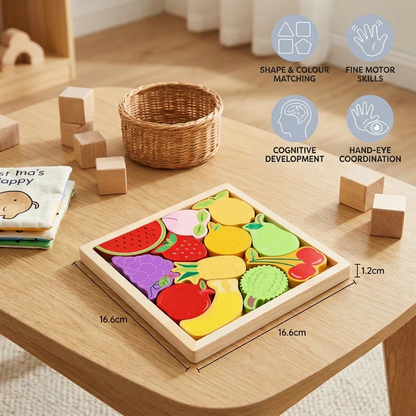 Wooden Learning Puzzle for Kids – Shape & Color Matching, Fine Motor Skills Toy