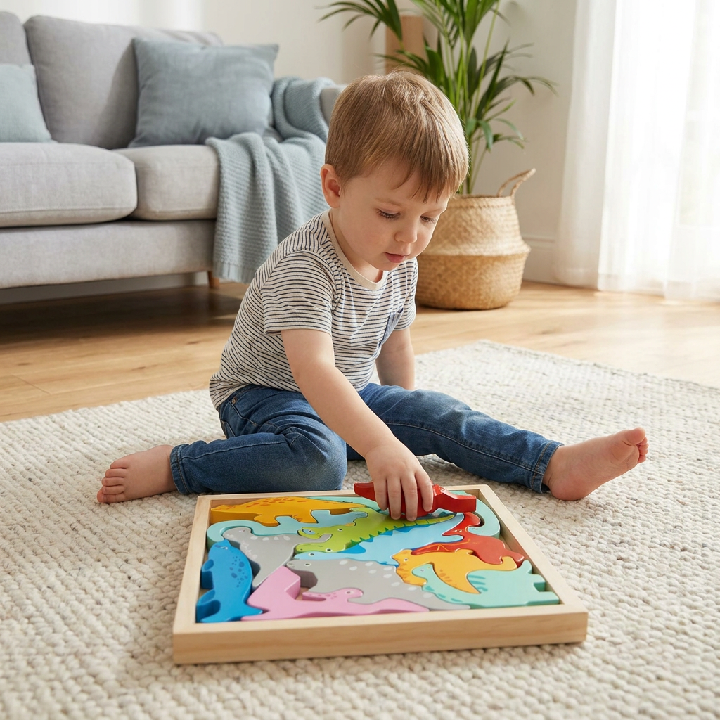Wooden Learning Puzzle for Kids – Shape & Color Matching, Fine Motor Skills Toy