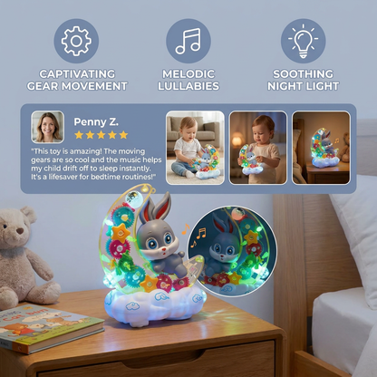 Light-Up Moon Bunny Toy – Transparent Gear Design with Music & LED Lights
