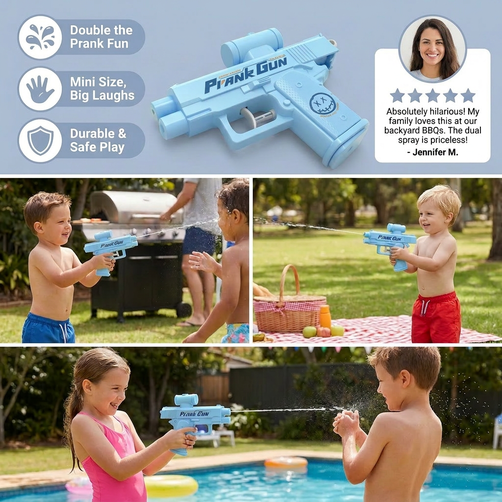 Double-Sided Prank Water Gun for Kids – Mini Water Fun Toy