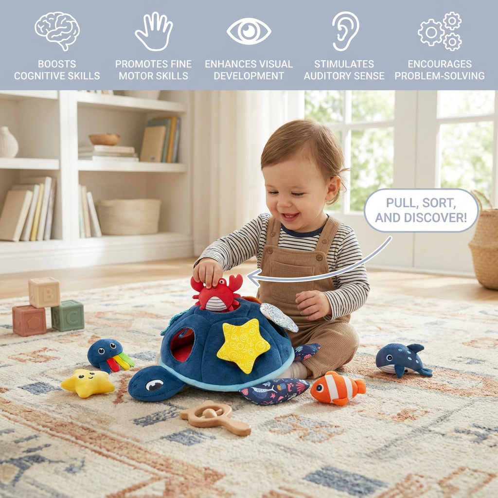 Montessori Turtle Activity Toy – Soft Sensory Play for Kids
