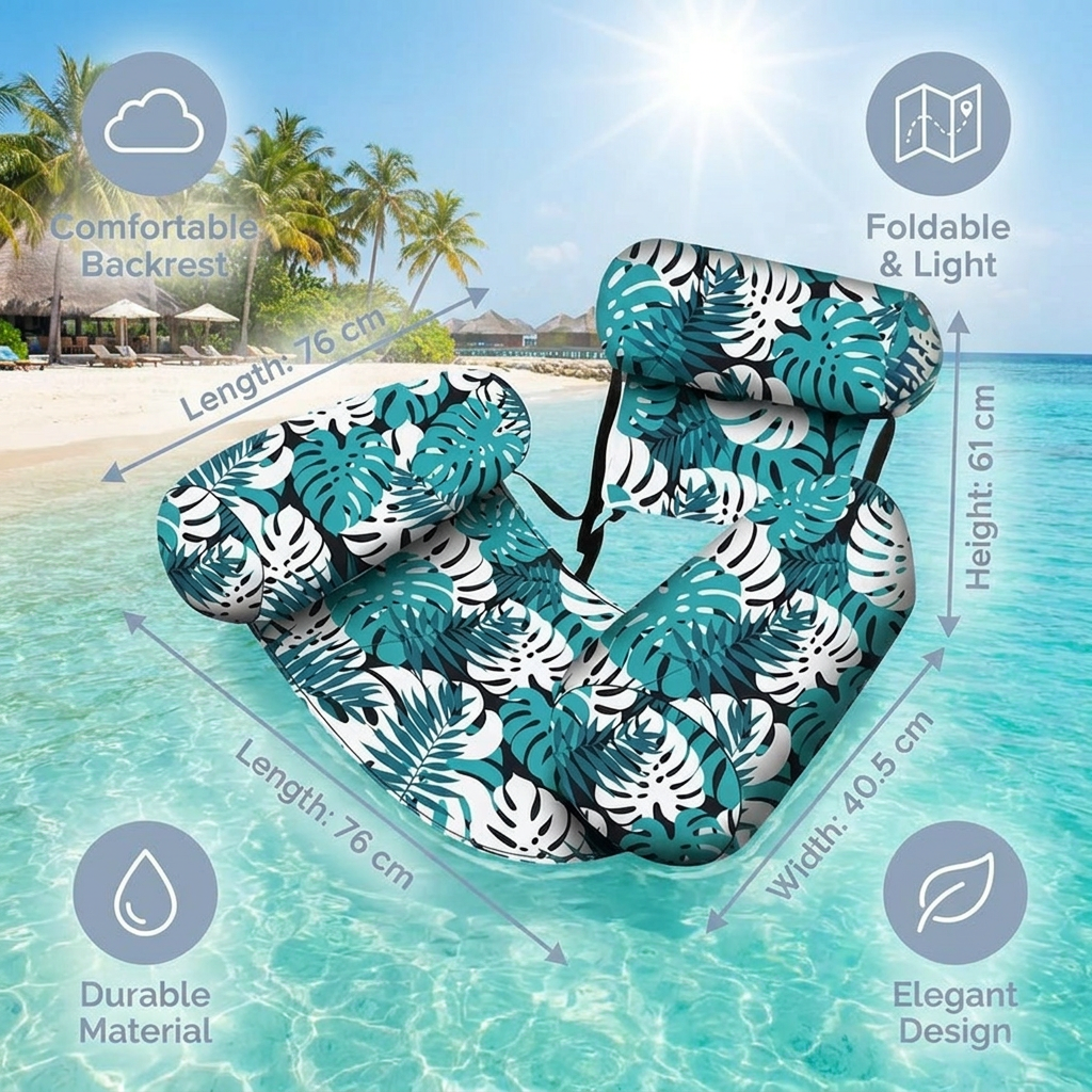 Inflatable Pool Hammock with Backrest – Foldable Water Lounge
