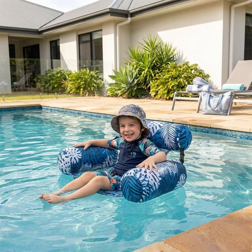 Inflatable Pool Hammock with Backrest – Foldable Water Lounge