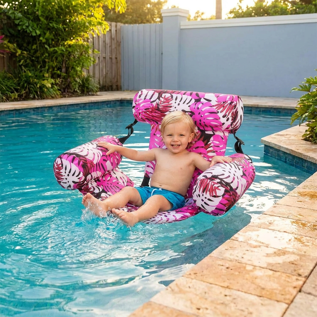 Inflatable Pool Hammock with Backrest – Foldable Water Lounge