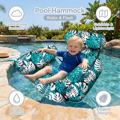 Inflatable Pool Hammock with Backrest – Foldable Water Lounge