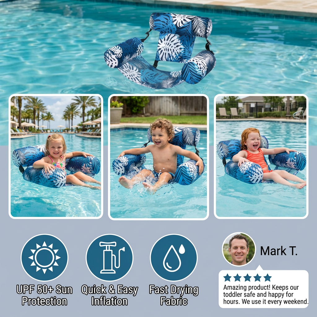Inflatable Pool Hammock with Backrest – Foldable Water Lounge