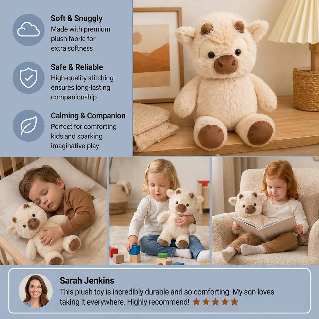 Running Calf Plush Toy – Soft Cartoon Stuffed Animal & Soothing Companion for Kids