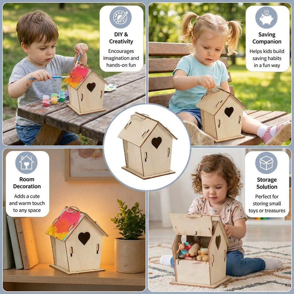 Colorful DIY Wooden Birdhouse Kit for Kids – Paint & Craft Set