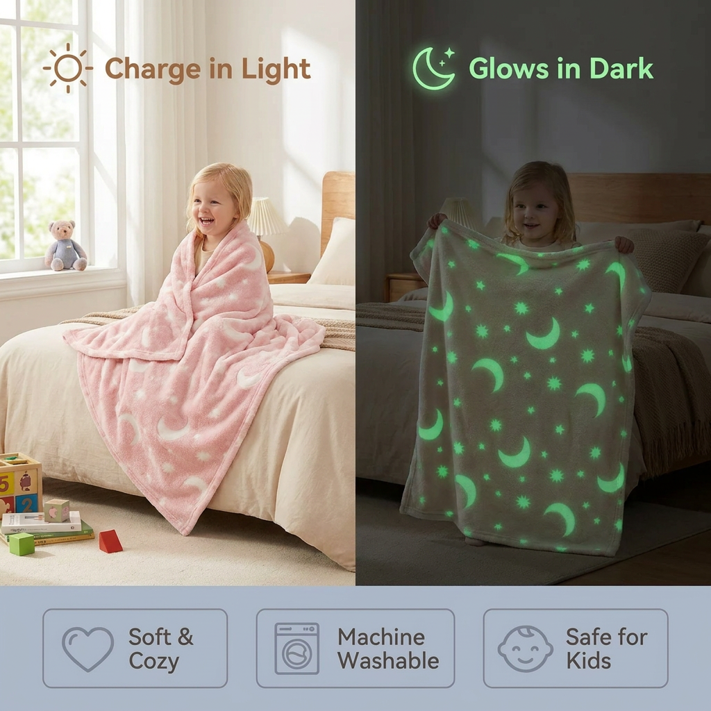 Shimmering Star Blanket – Glow-in-the-Dark Cozy Blanket