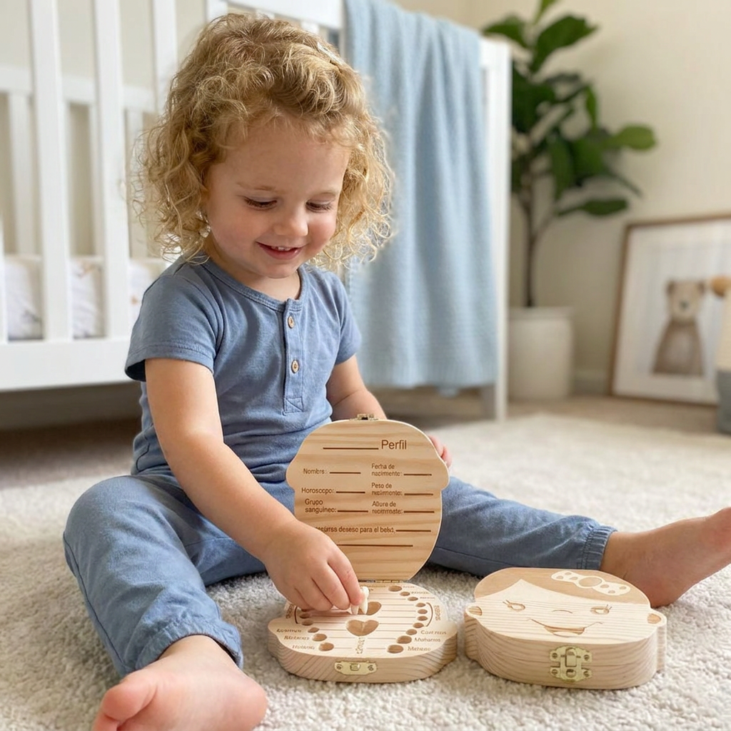 Wooden Baby Tooth Box – Kids Milk Teeth Storage & Keepsake Organizer