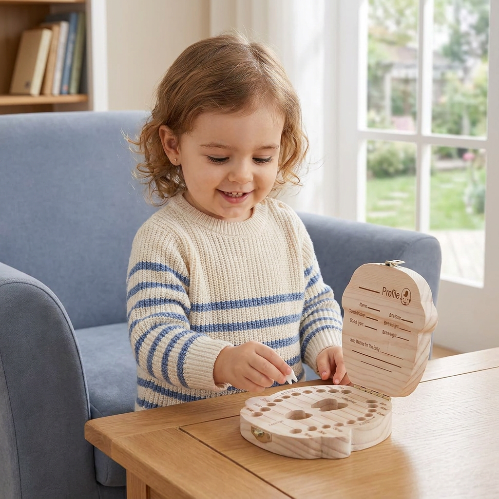 Wooden Baby Tooth Box – Kids Milk Teeth Storage & Keepsake Organizer