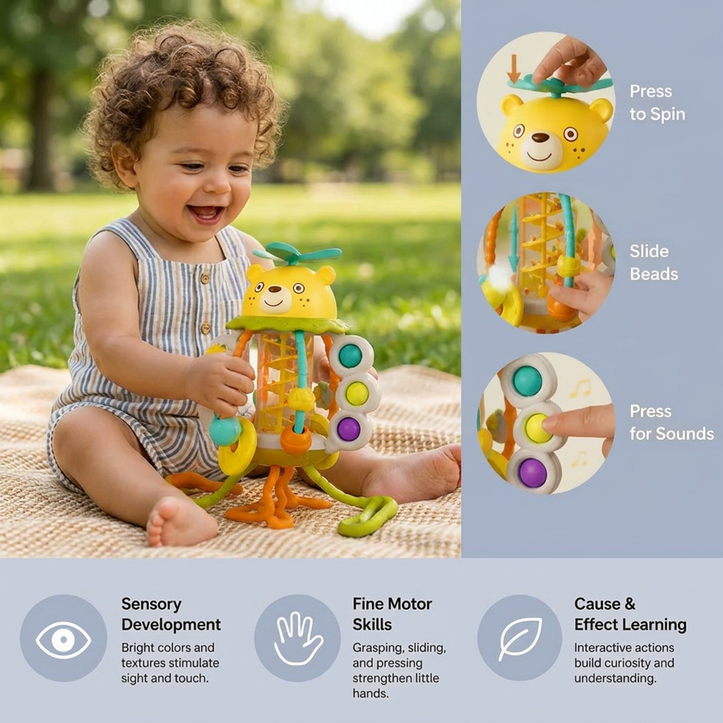 Pull-Along Baby Rattle – Cute Educational Toy for Early Development