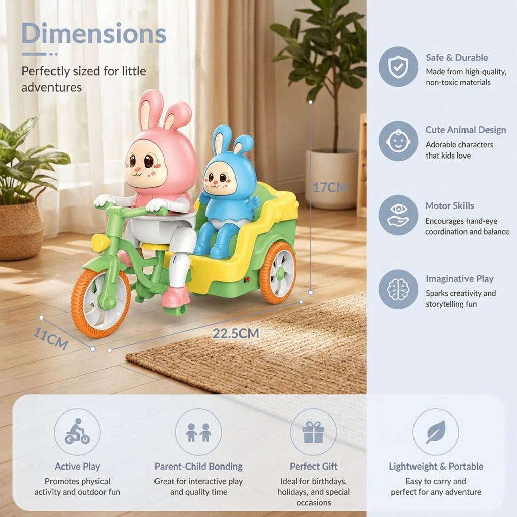 Electric Animal Tricycle – Interactive Ride-On Toy with Music & Light for Kids