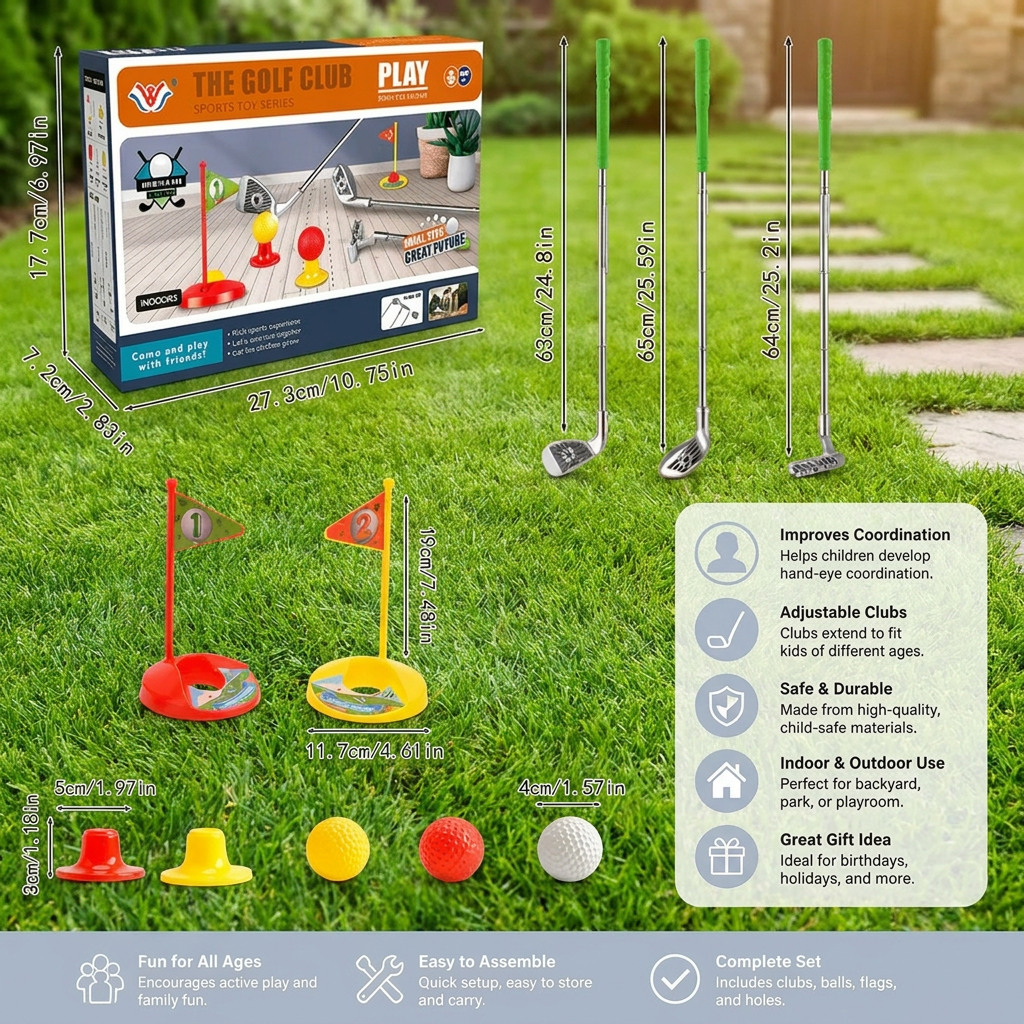 Kids Golf Set with Adjustable Clubs – Perfect for Backyard Play