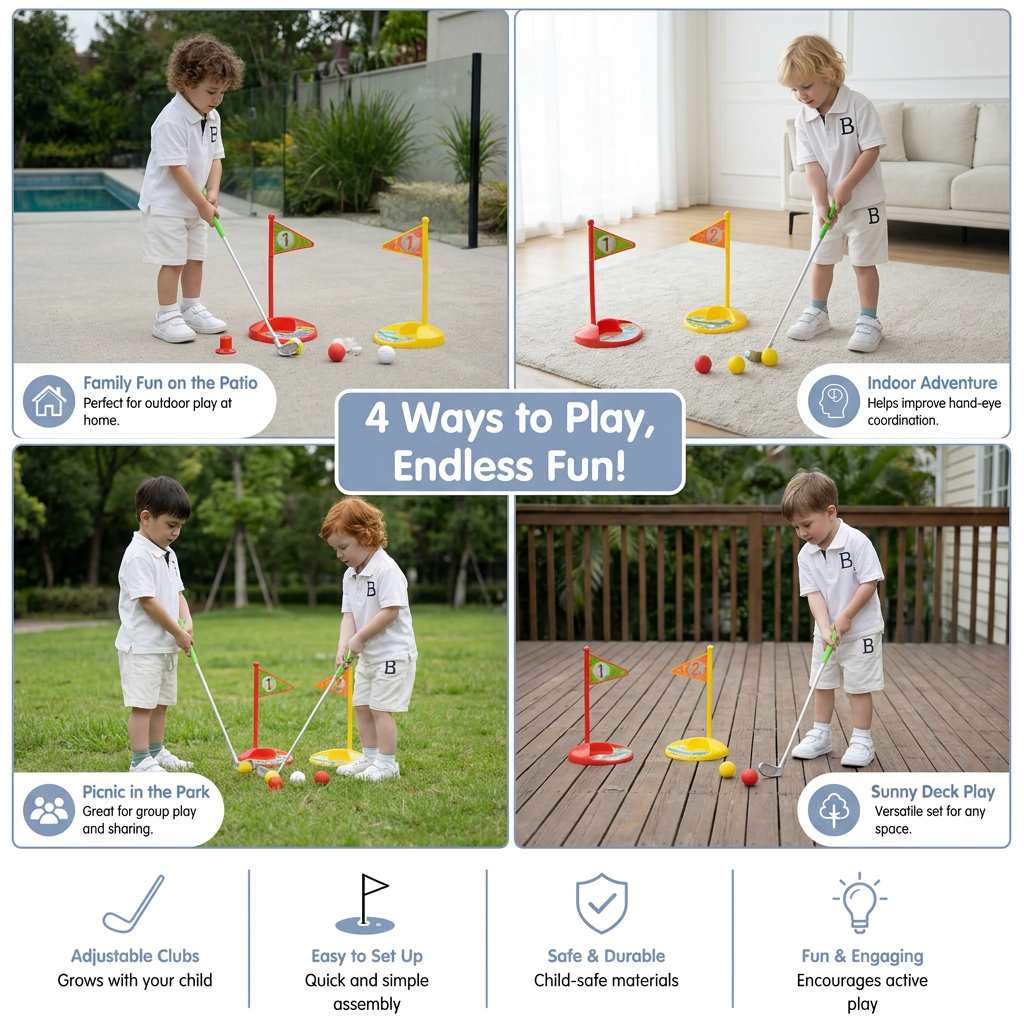 Kids Golf Set with Adjustable Clubs – Perfect for Backyard Play