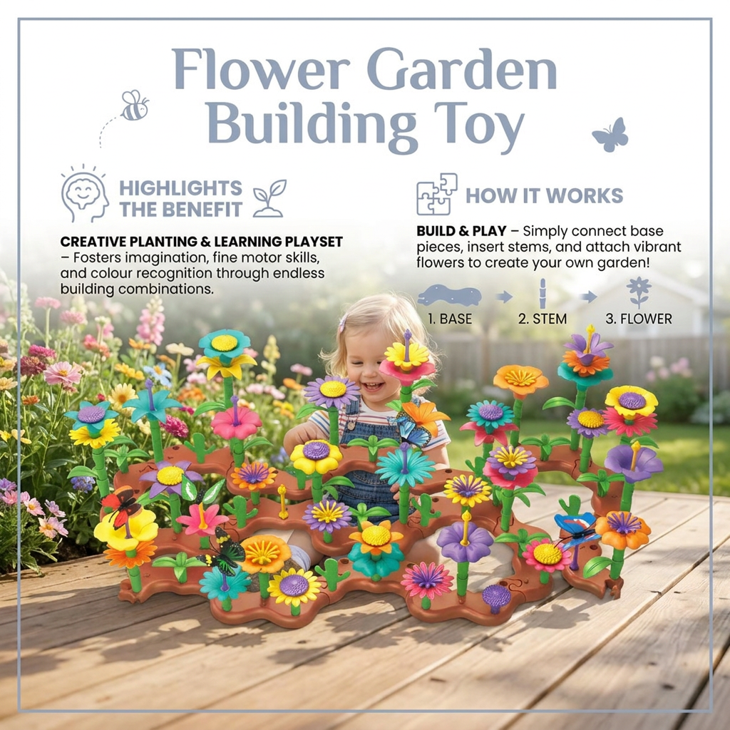 Flower Garden Building Toy for Kids – Creative Planting & Learning Playset for Little Gardeners