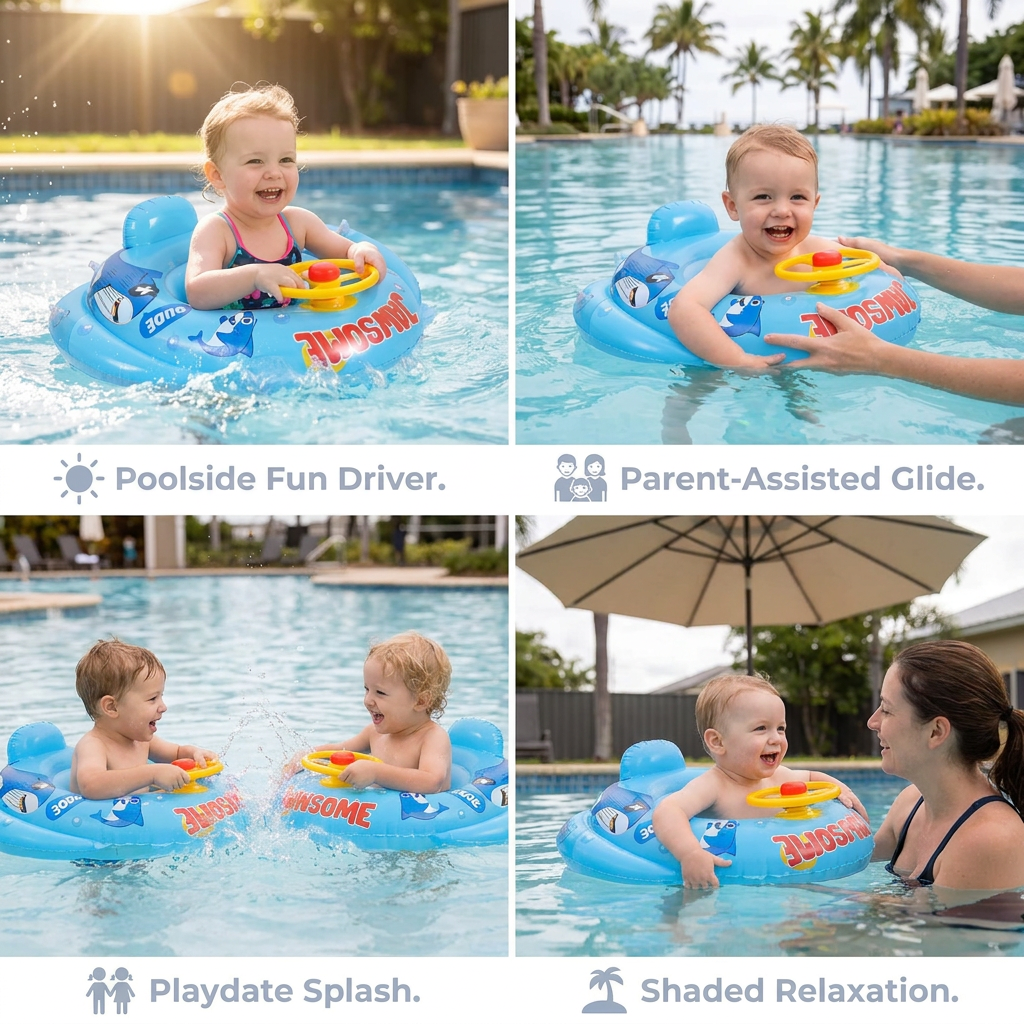 Baby Shark Pool Float with Steering Wheel for Toddlers