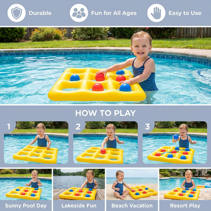 Inflatable Pool Tic-Tac-Toe Game – Water Party Game with Balls & Pump