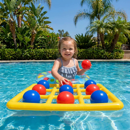 Inflatable Pool Tic-Tac-Toe Game – Water Party Game with Balls & Pump