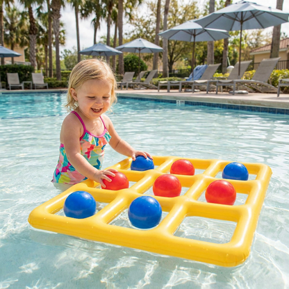 Inflatable Pool Tic-Tac-Toe Game – Water Party Game with Balls & Pump