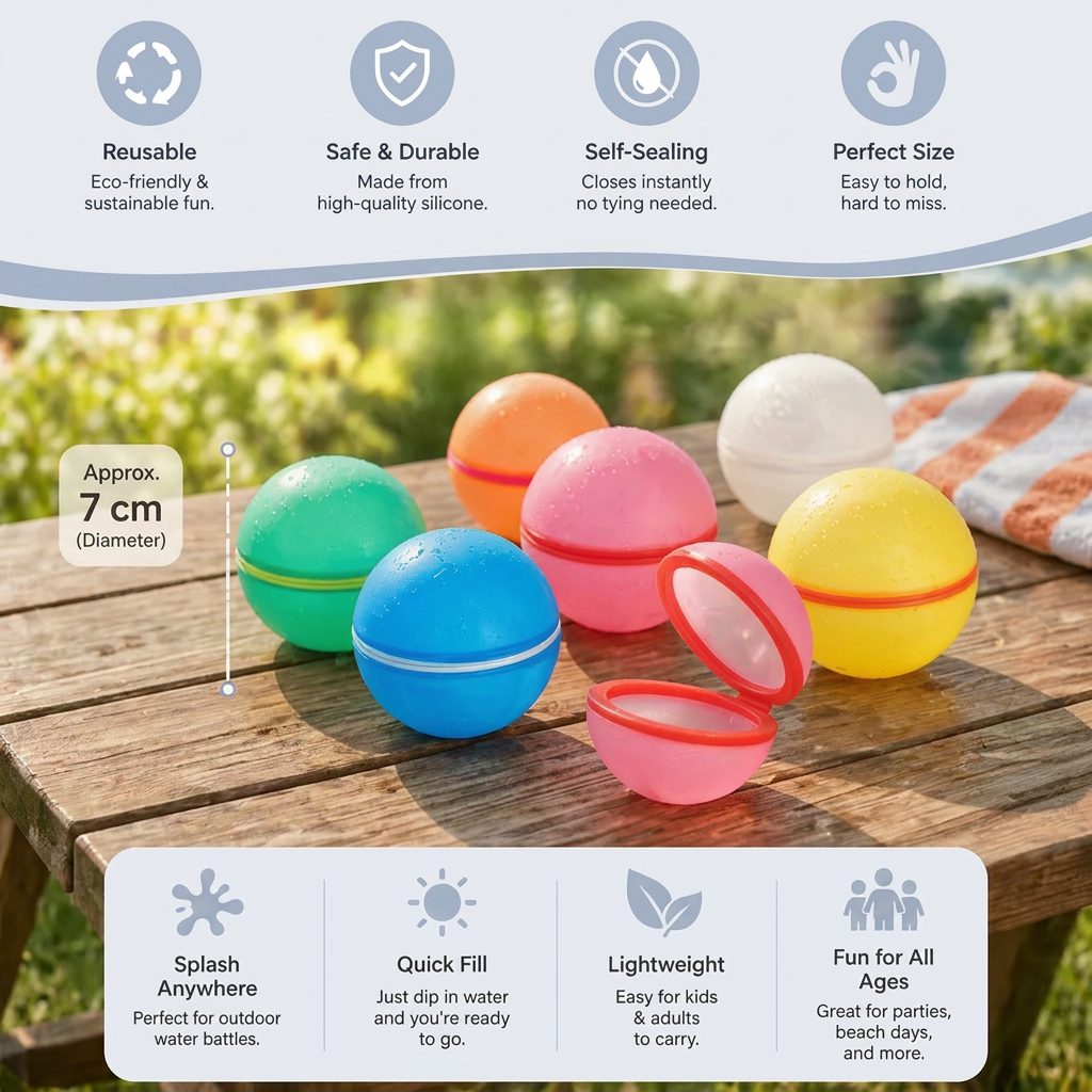 Reusable Water Balloons – Self-Sealing & Silicone