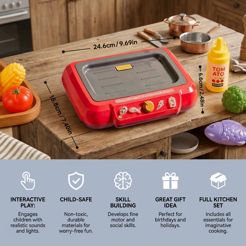 Kids BBQ Grill Playset with Play Food & Accessories
